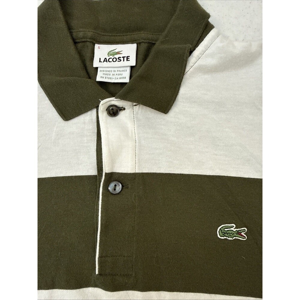 Izod Lacoste Shirt Vintage Mens Large Green White Short Sleeve Polo Retro Preppy - Picture 2 of 11